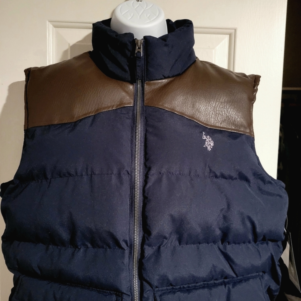 U.S. Polo Assn. Mens Puffer Vest Size S Womens M/L Unisex Puffer Vest Navy - Picture 5 of 13